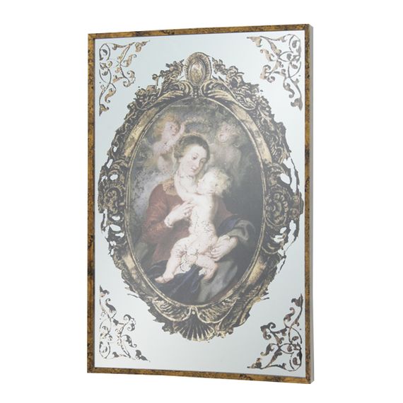 11409 Quadro Espelhado Mãe Filho e Anjos