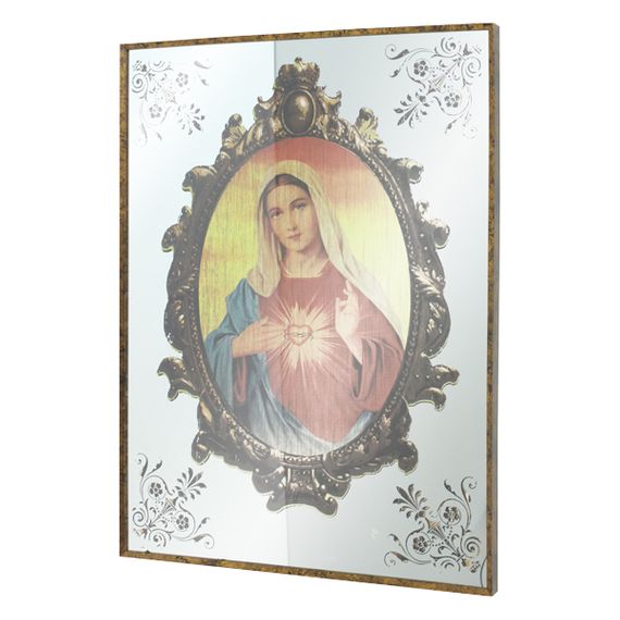 11414 Quadro Espelhado Sagrado Coração de Maria