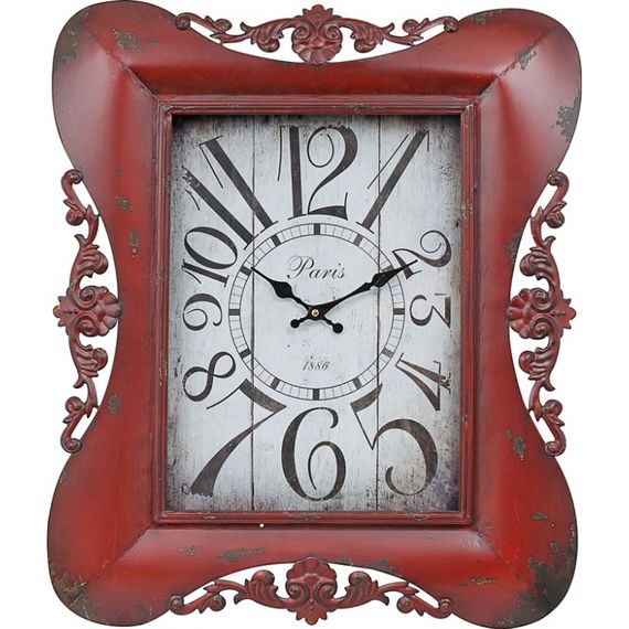 02279 RELÓGIO CLASSIC COM ARABESCOS VERMELHO - 65 x 54 CM