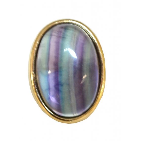 POAN09FUR Anel Com Pedra Cabochão Oval Fluorita