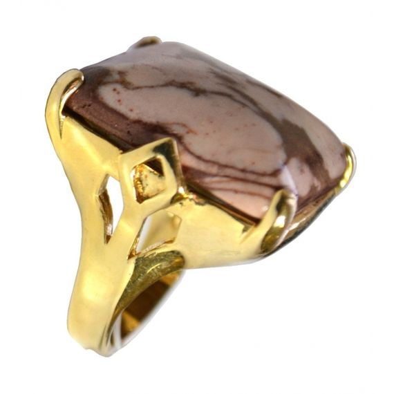 MRAN20RM Anel Com Pedra Cabochão Jaspe Zebra