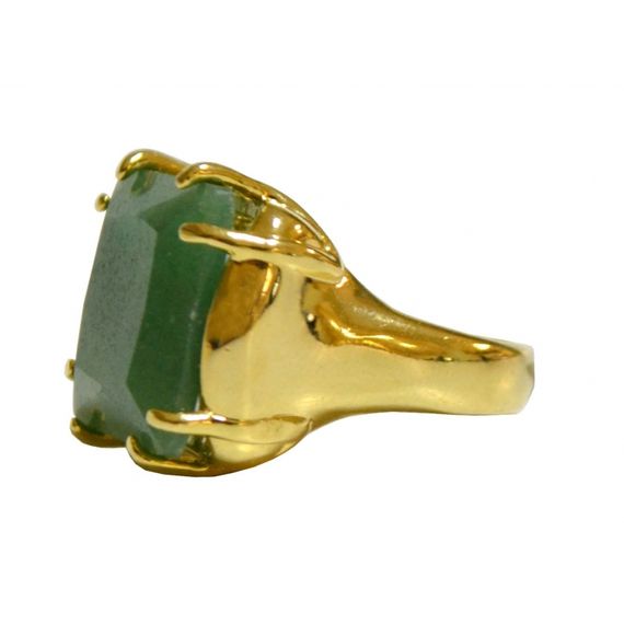 MRAN31QV Anel Com Pedra Quartzo Verde Facetado e Garras nos Cantos