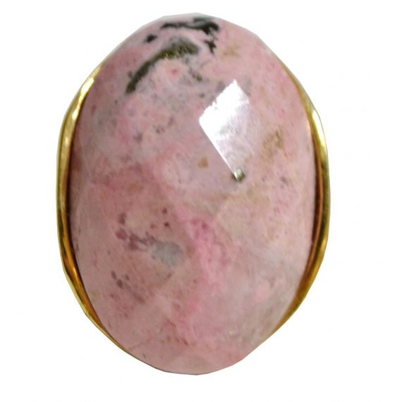 MRAN21RO Anel com pedra facetada rodocrosita oval