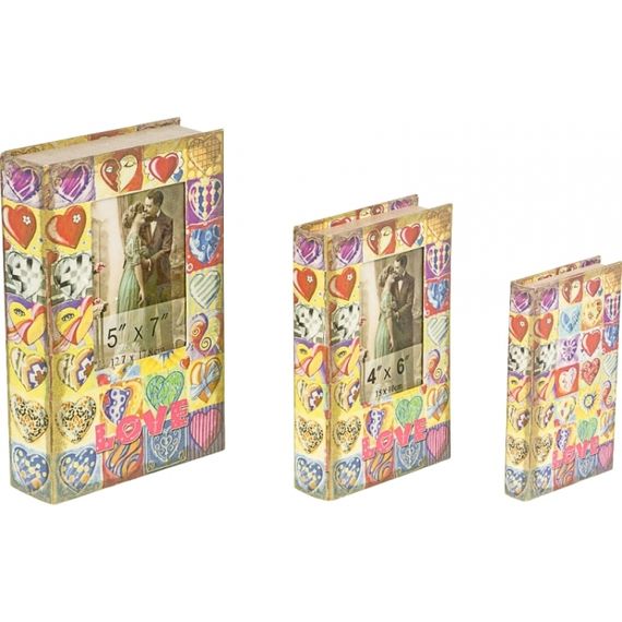11243 BOOK BOX C/FOTO LOVE 3PÇS OLDWAY 33x21x7,5cm
