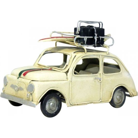 47198 Carro Fiat 500 Branco em Metal Com