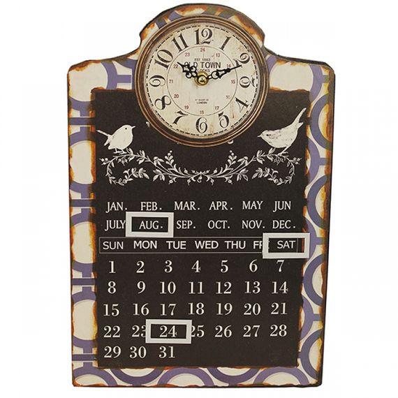 2334 Relógio Com Calendário Blue / Birds