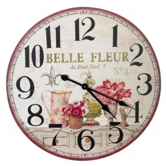 2332 Relógio Parede MDF Flores Bell e Fleur