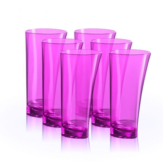 01.06.14 kit 6 Copos 400ml Translucido Rosa Lilas