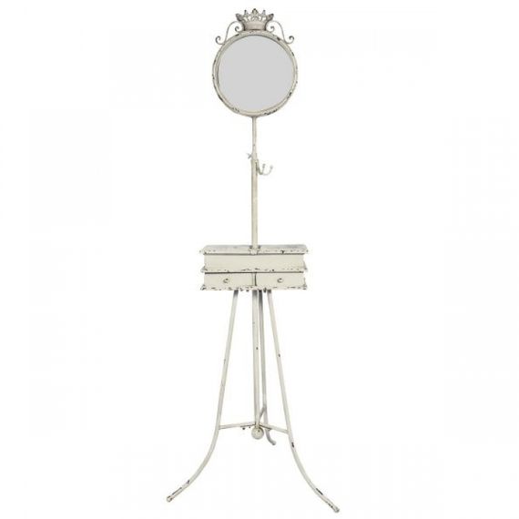 43098 Porta Joia Em Metal Branco Com Espelho
