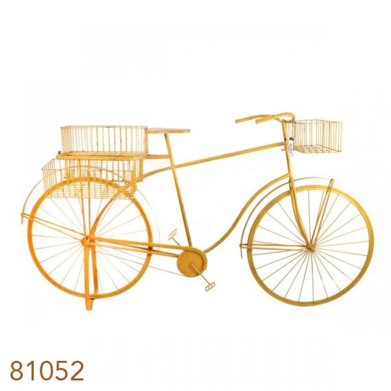81052 Bicicleta Amarela Decorativa Metal