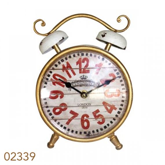 2339 Relógio de Mesa Clássico Dourado/Branco
