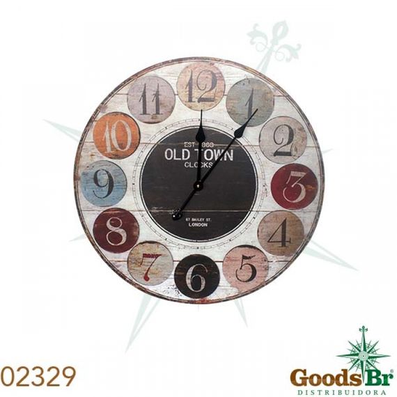 2329 Relógio Parede MDF Nums Colors Oldtown
