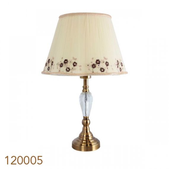 120005 Abajur Cúpula Curva Floral Base Dourada