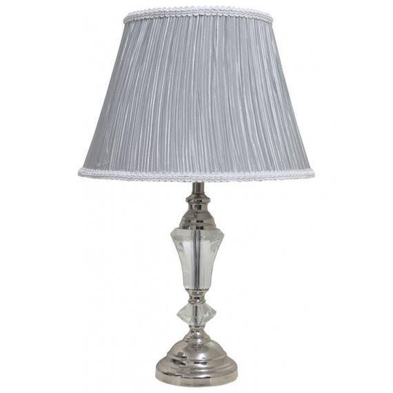 120008 Abajur Cúpula Drapea Base Prata