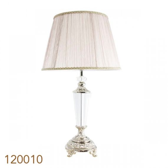 120010 Abajur Cúpula Drapeada Parta C/ Base Prata
