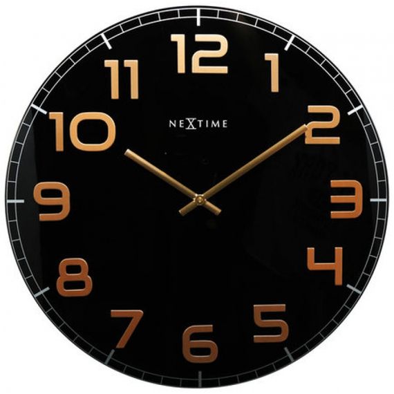 153040 Relógio Parede Classy Round Black Copper Nextime
