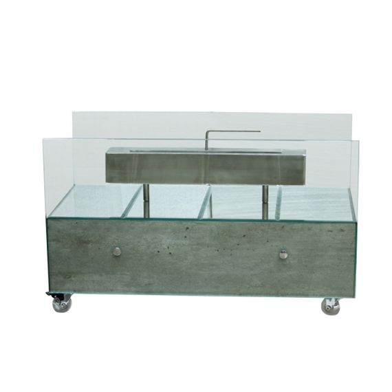 149202 Lareira Grande Concreto Espelhos Prata