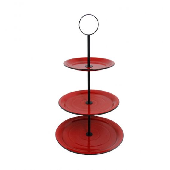 164008 Fruteira de Mesa 3 Andares Vermelha