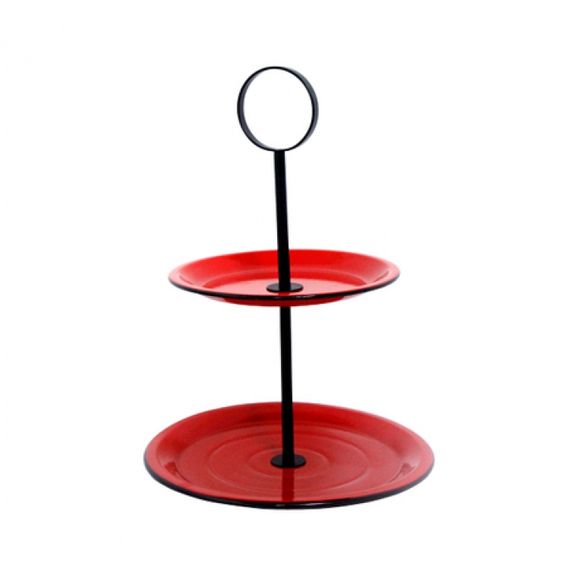 164011 Fruteira de Mesa 2 Andares Vermelha