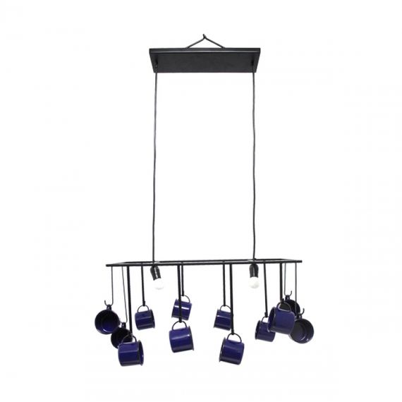 164027 Lustre Gancheira 12 Canecas Azuis