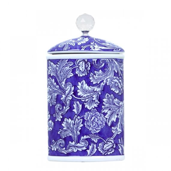 144013 Pote de Porcelana Com Tampa e Puxador de Cristal