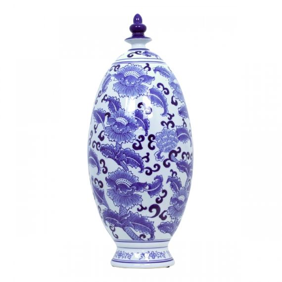 144005 Pote de Porcelana Com Tampa e Puxador de Cristal