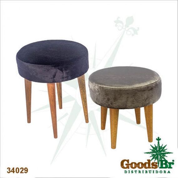 34029 Banqueta Redonda - Preto e Cinza