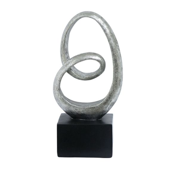 ESCULTURA ABSTRATA PRATA 25x12,5X8,5cm