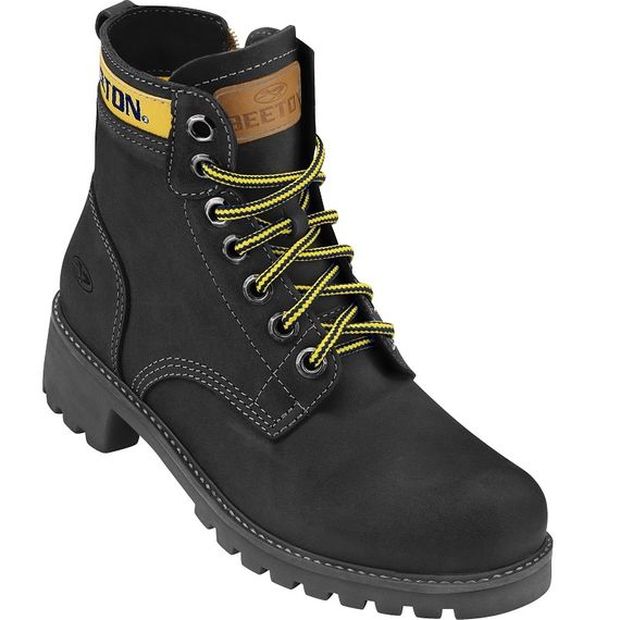 Bota Coturno Couro Feminina Beeton Ranee 005N Solado de Borracha e Ziper