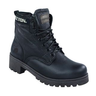 Bota Coturno Couro Beeton Feminina Cat Ranee 005 Solado de Borracha - ziper - cano médio