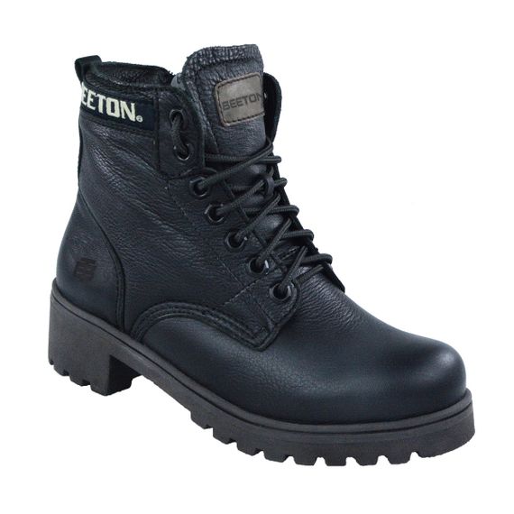 Bota Coturno Couro Beeton Feminina Cat Ranee 005 Solado de Borracha - ziper - cano médio