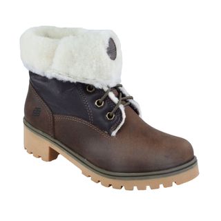 Bota Coturno Couro Beeton Feminina Ranee 006 Solado de Borracha Lã de Ovelha Cano Dobrável