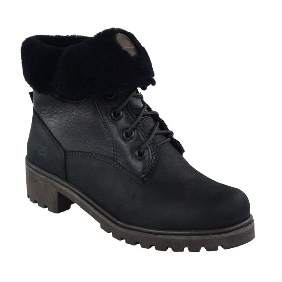 Bota Coturno Couro Beeton Feminina Ranee 006 Solado de Borracha Lã de Ovelha Cano Dobrável