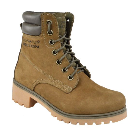 Bota Coturno Couro Beeton Feminina Ranee 014 Solado de Borracha - cano médio