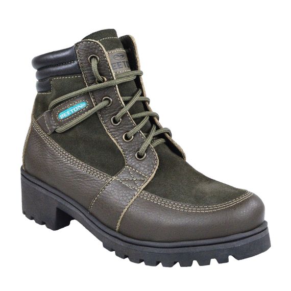 Bota Coturno Couro Beeton Feminina Ranee 019 Solado de Borracha - cano médio
