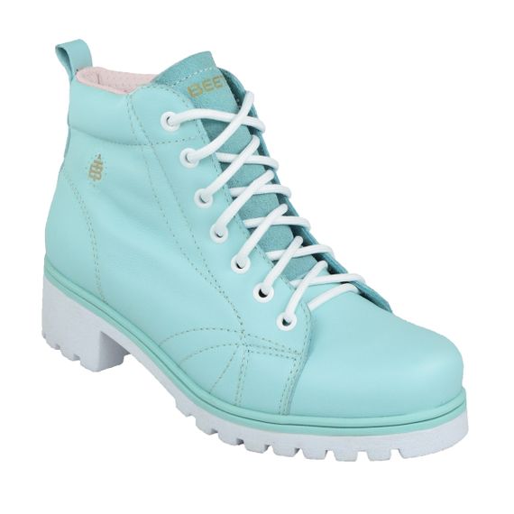 Bota Coturno Couro Beeton Feminina Ranee 022 Solado de Borracha - cano médio