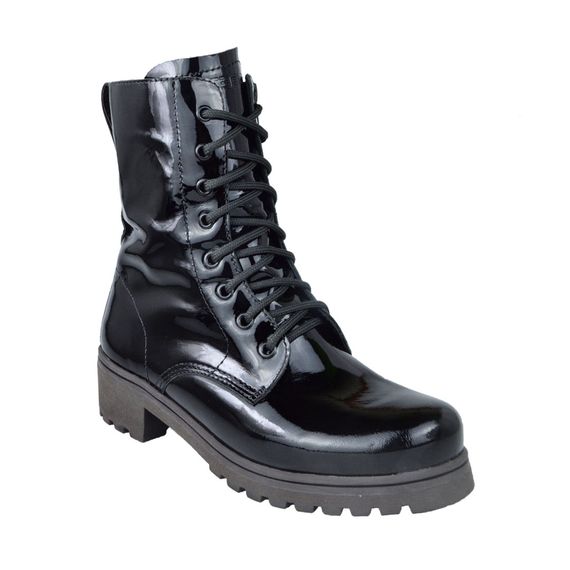 Coturno Fashion Tratorado em Couro Feminino Beeton Ranee 027 ziper na lateral cano alto