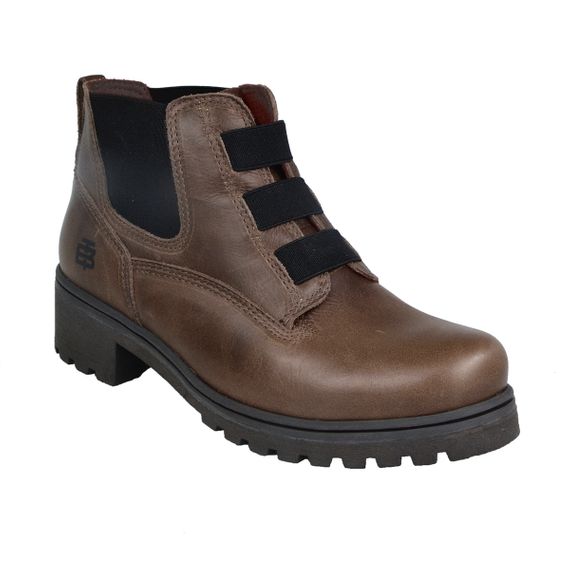Bota de Couro Com Elástico Slip on Feminina Beeton Ranee 003 cano curto salto