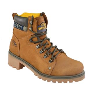 Bota Coturno Couro Beeton Feminina Worker Ranee 015 Solado de Borracha - cano médio