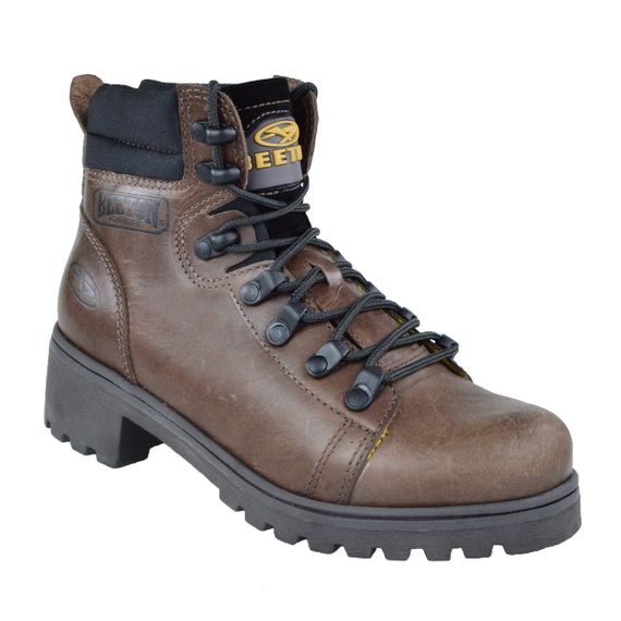 Bota Coturno Couro Beeton Feminina Worker Ranee 016 Solado de Borracha - cano médio