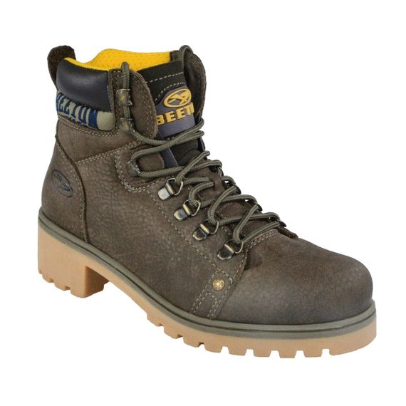 Bota Coturno Couro Beeton Feminina Worker Ranee 015 Solado de Borracha - cano médio