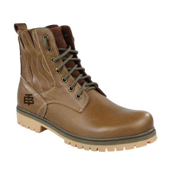 Bota Coturno Couro Beeton Masculina Slip On Strong 413 Solado de Borracha - Elástico