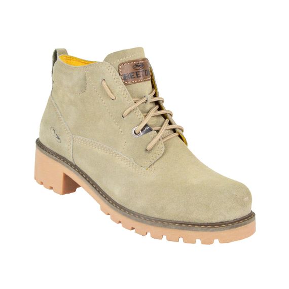 Bota Coturno Couro Camurça Feminina Beeton Ranee 001C Solado de Borracha