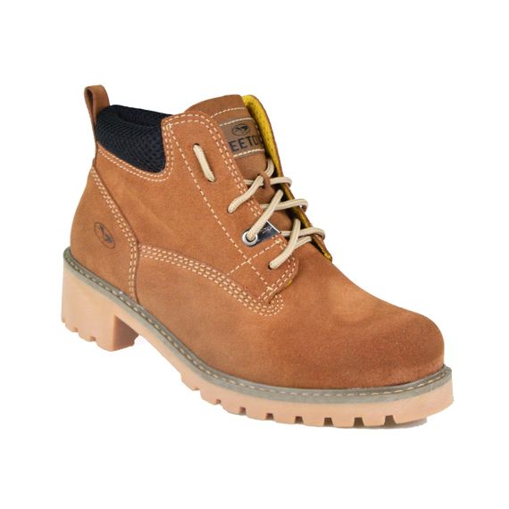 Bota Coturno Couro Camurça Feminina Beeton Ranee 002C Solado de Borracha