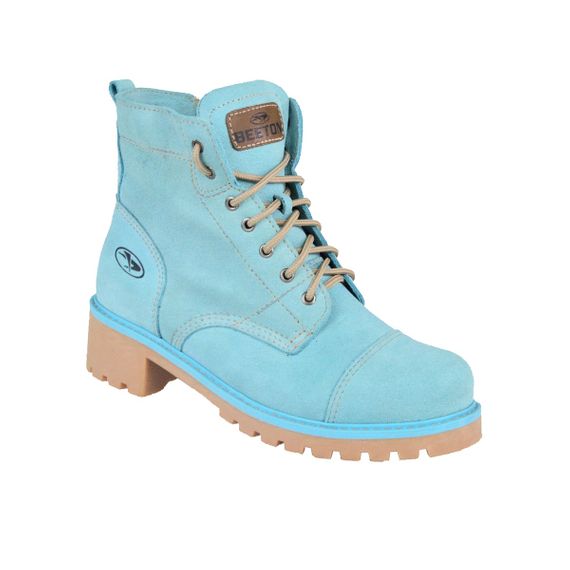 Bota Coturno Couro Camurça Feminina Beeton Ranee 004C Solado de Borracha e Zipper