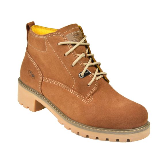 Bota Coturno Couro Camurça Feminina Beeton Ranee 001C Solado de Borracha