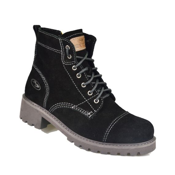 Bota Coturno Couro Camurça Feminina Beeton Ranee 004C Solado de Borracha e Zipper