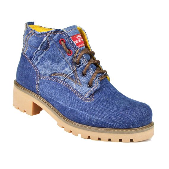 Bota Coturno Jeans Feminina Beeton Ranee 001 Solado de Borracha