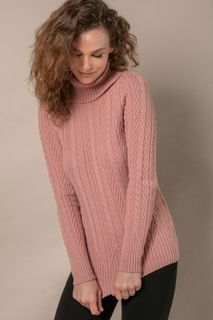 Blusão Tricô Tranças Gola Alta | Bi402