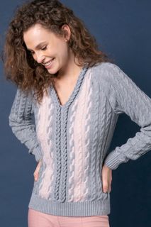 Blusão Tricô Tranças Gola V | Bi398